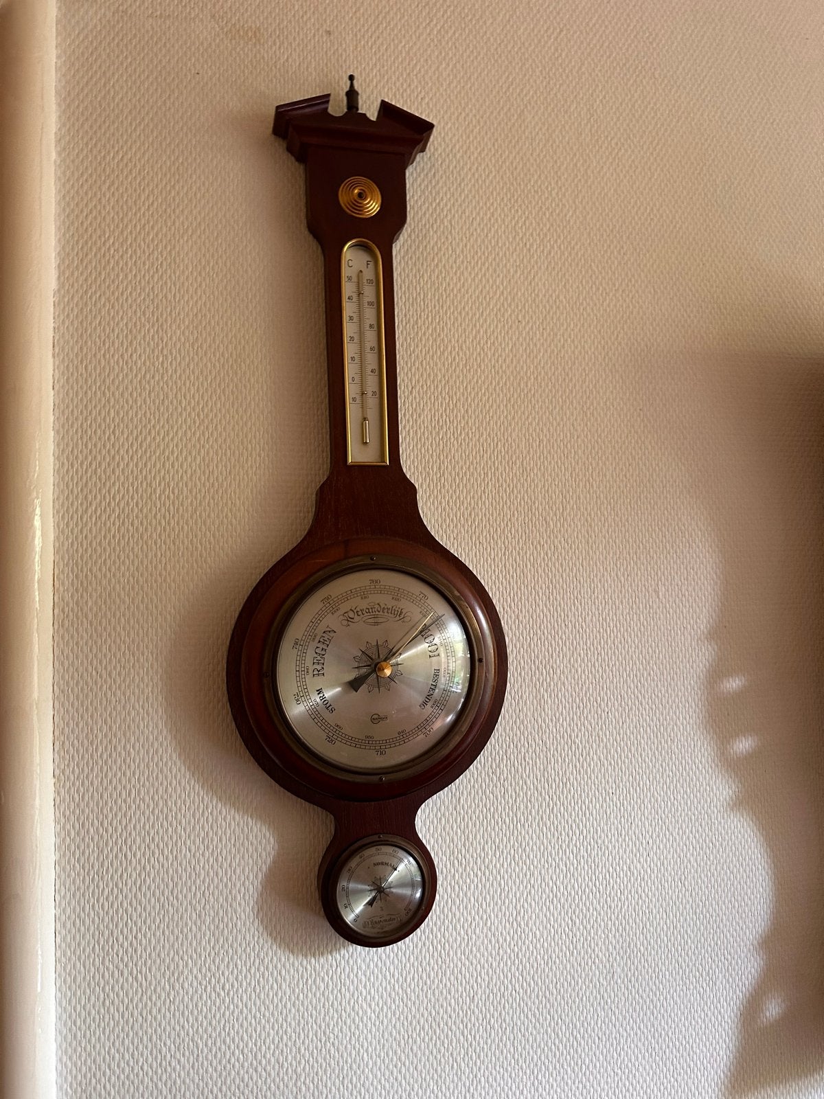Vintage Weerstation met Barometer en Thermometer, Ophalen, Gebruikt, Weerstation