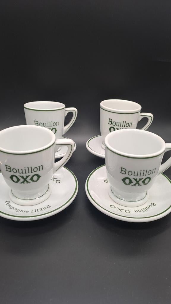 Petrus Regout OXO Bouillon Schaaltjes met Beker - Set van 4, Antiek en Kunst, Antiek | Porselein, Ophalen of Verzenden