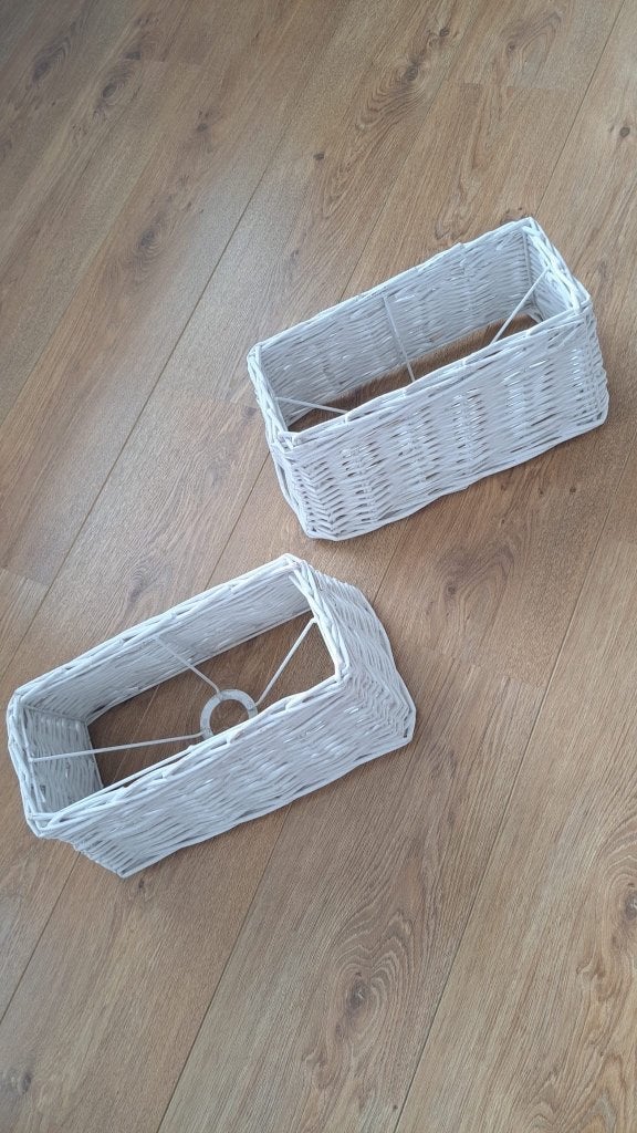 Lampenkap 2x rotan wit, Ophalen, Tafellamp, Wit, 17 cm
