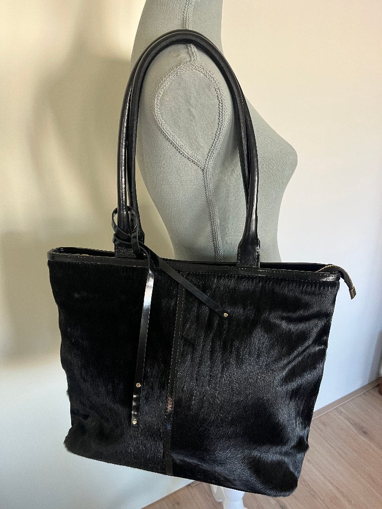 Zwart leren handtas/shopper - Gino Rossi, Sieraden, Tassen en Uiterlijk, Ophalen of Verzenden, Gebruikt, Zwart, Shopper