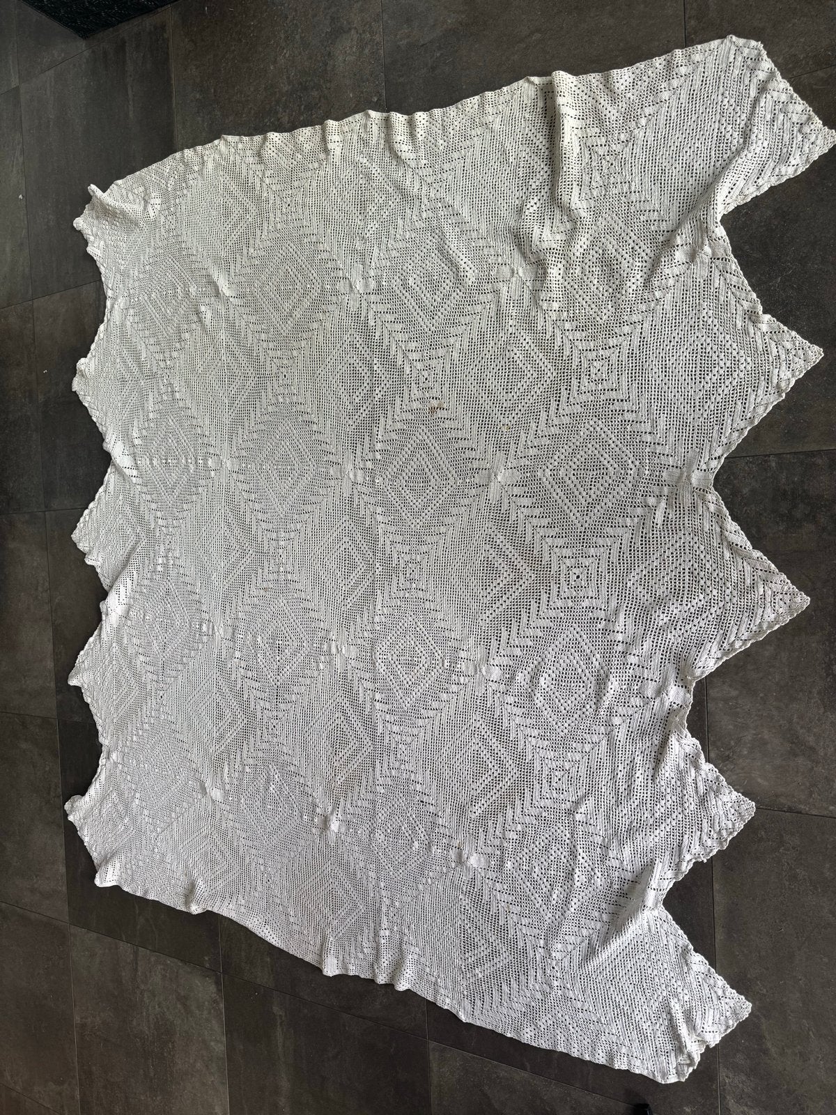 Vintage gehaakte sprei 190x150  excl punten gemeten, Antiek en Kunst, Ophalen of Verzenden