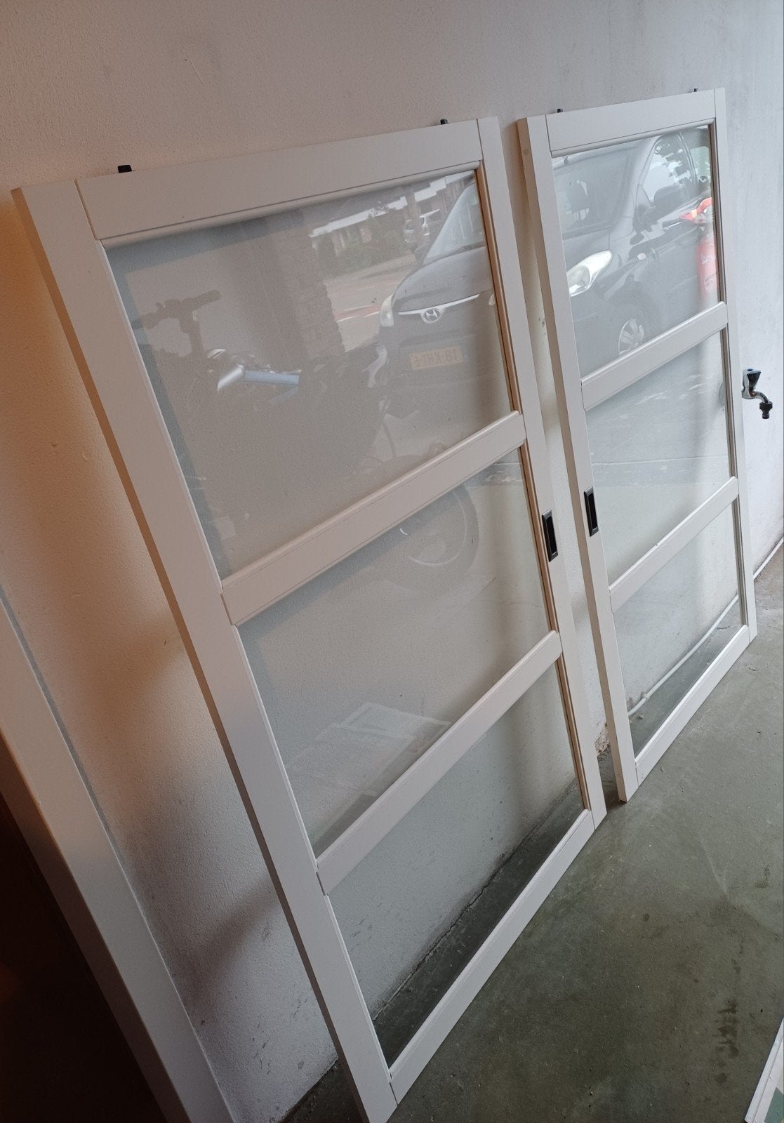 2 glazen deuren, Ophalen, Hout, 75 tot 150 cm, Schuifpui