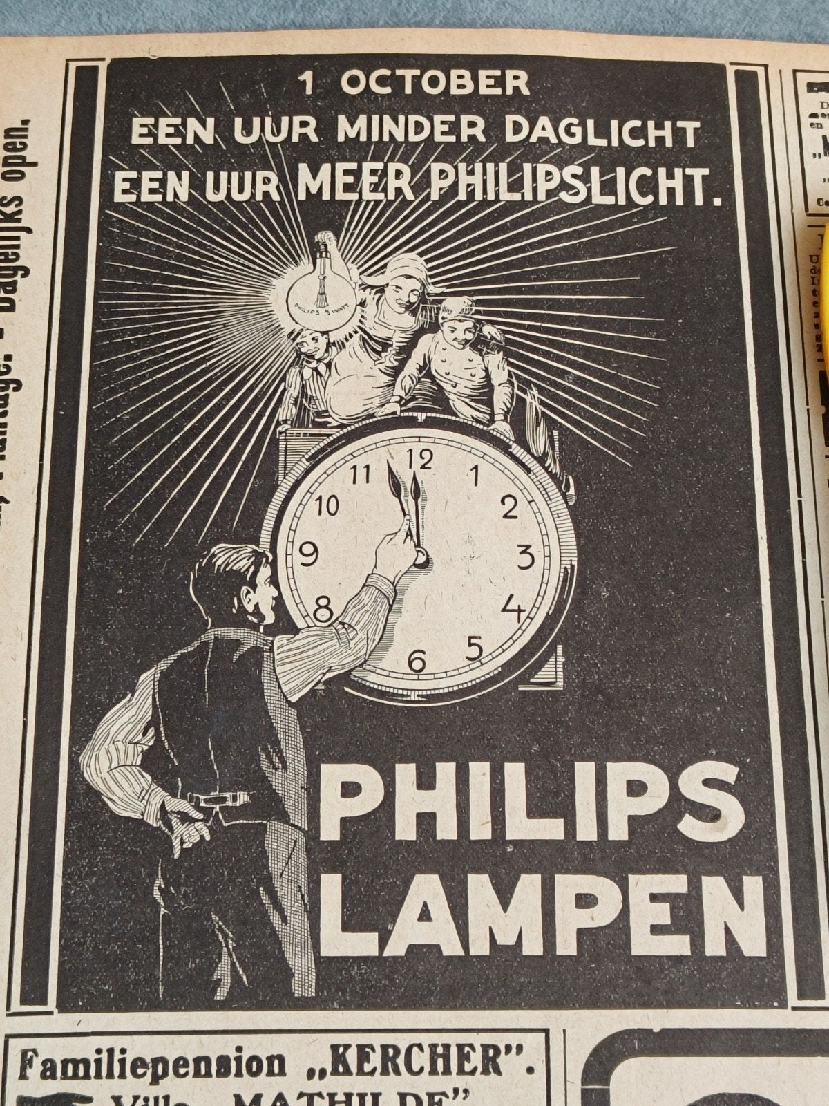 1916, RECLAME PHILIPS LAMPEN., Ophalen of Verzenden, Voor 1920, Knipsel(s)