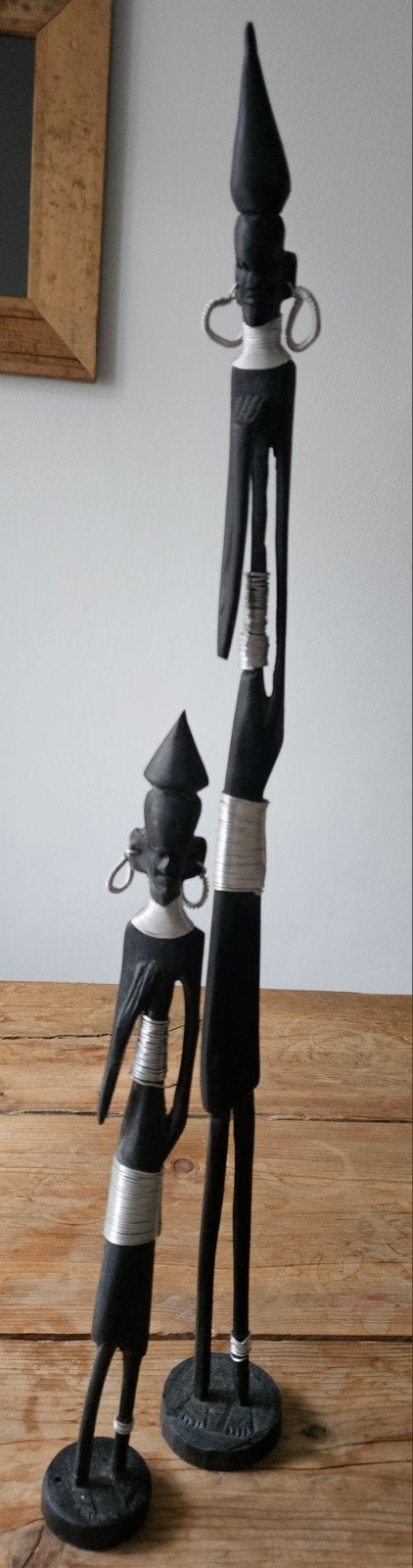 Handgemaakte Afrikaanse beelden (Makonde-stijl) – 51 & 30 cm, Ophalen of Verzenden