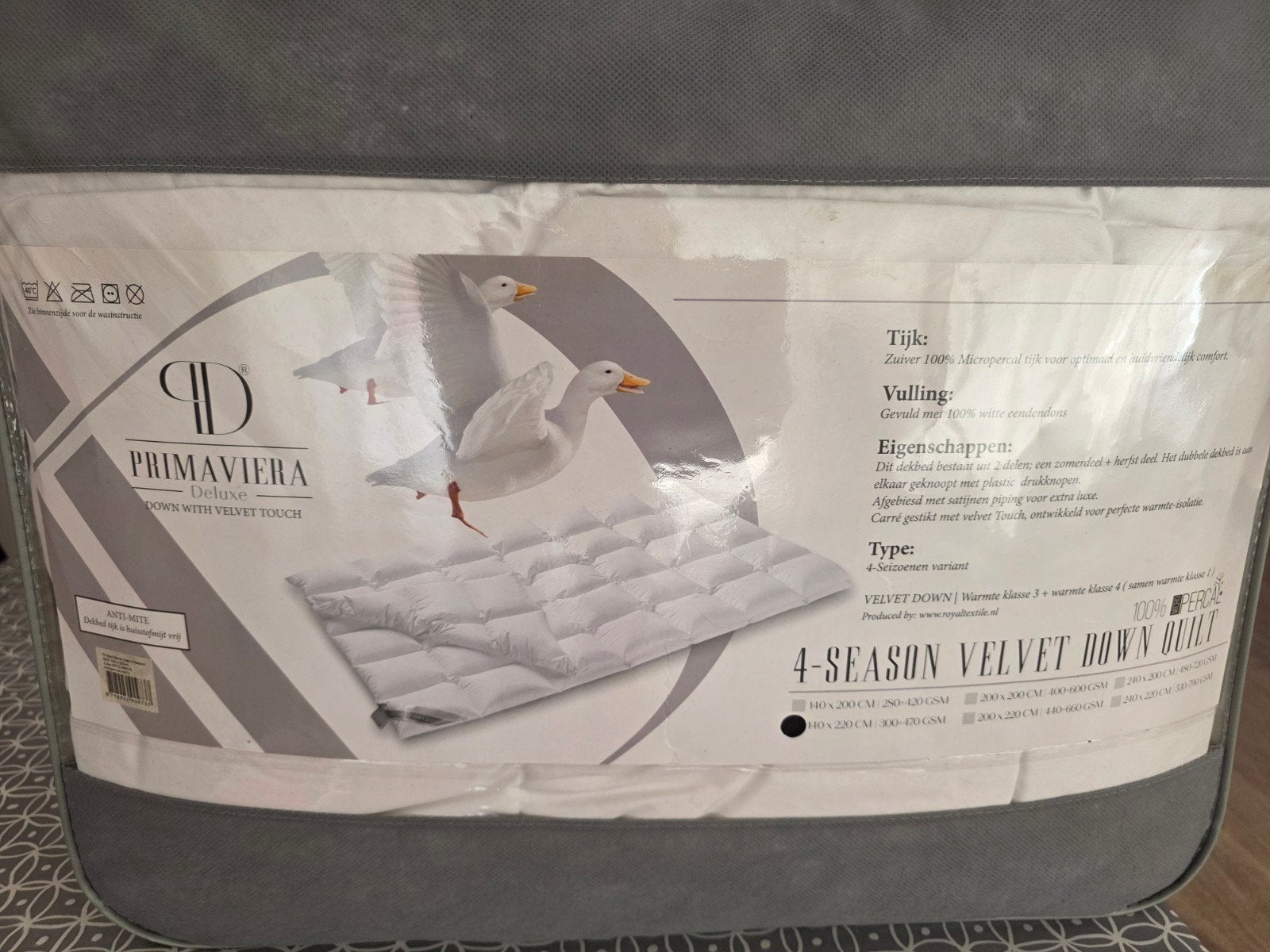 Donzen 4-seizoenen dekbed 140x220 cm, Ophalen, Gebruikt, Eenpersoons, Wit