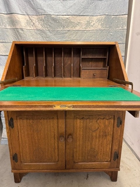 stijlvol eiken secretaire / bureau, Huis en Inrichting, Kasten | Secretaires, Ophalen, Gebruikt, Klassiek / vintage