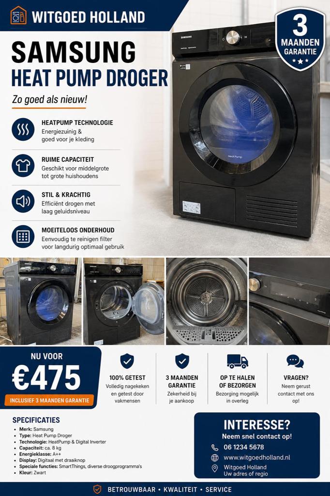 Samsung HeatPump SmartThings 9KG., Witgoed en Apparatuur, Wasdrogers, Overige typen, 8 tot 10 kg, Ophalen of Verzenden, Zo goed als nieuw
