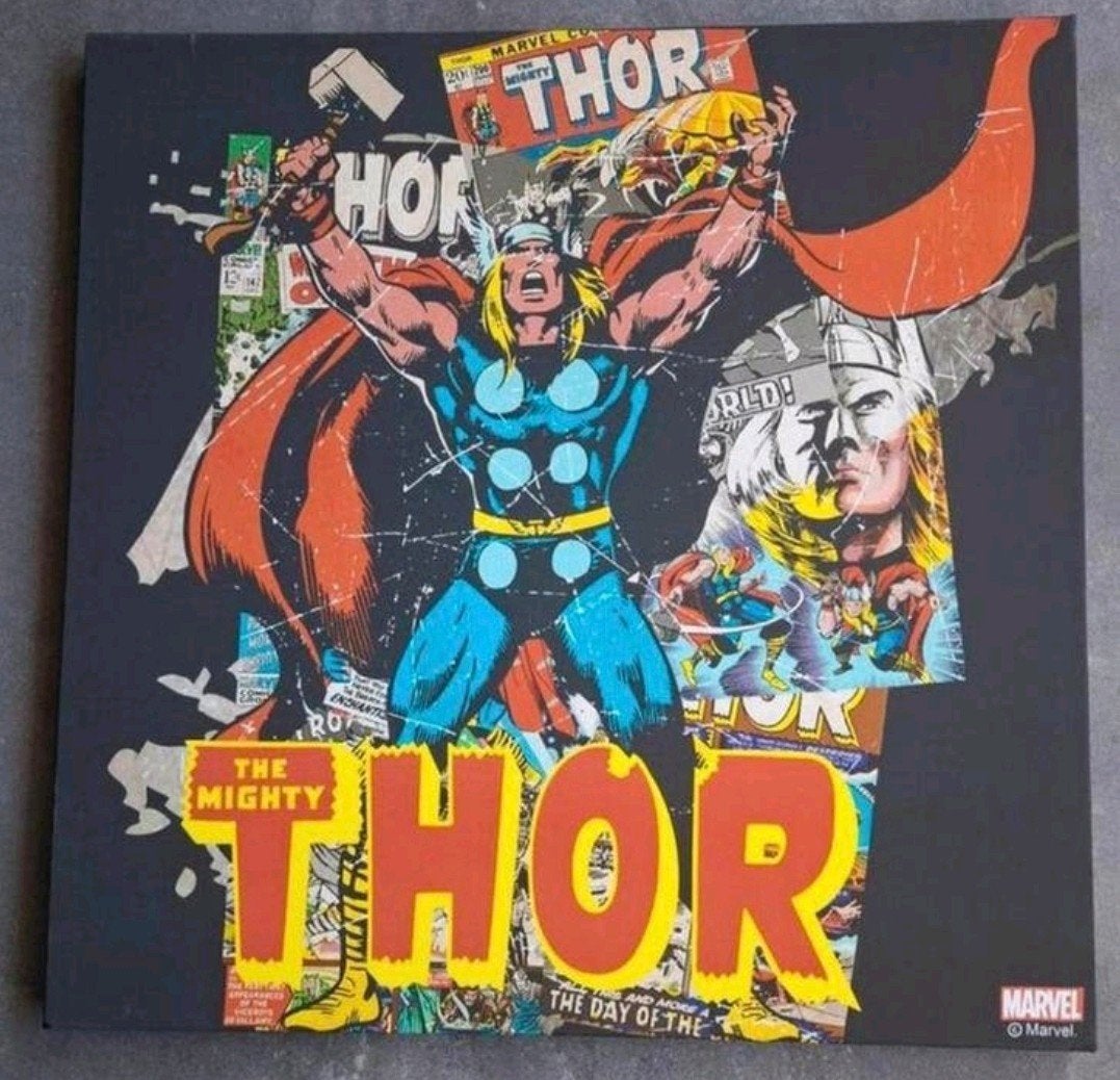 Poster canvas marvel Thor 70x70 cm, Ophalen, Vierkant, Zo goed als nieuw, Canvas of Doek