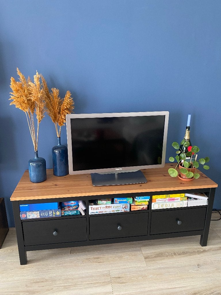 Houten tv meubel, Ophalen, Gebruikt, 100 tot 150 cm, Minder dan 100 cm