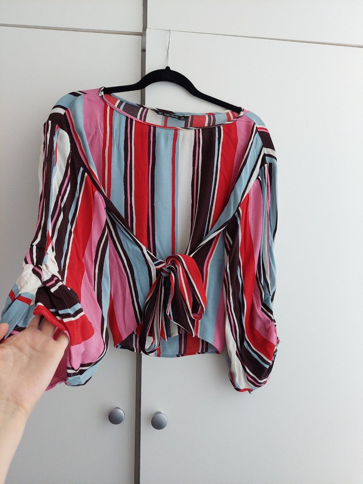 Zara basic gestreepte blouse met ceintuur maat S 36, Zara, Maat 36 (S), Gedragen, Verzenden
