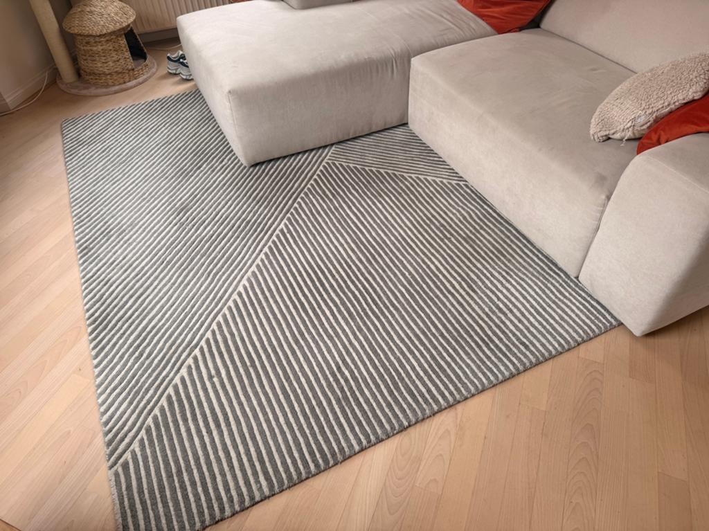Loods 5 gestreept vloerkleed wol 160x230 groen grijs, Ophalen, 150 tot 200 cm, 200 cm of meer, Zo goed als nieuw