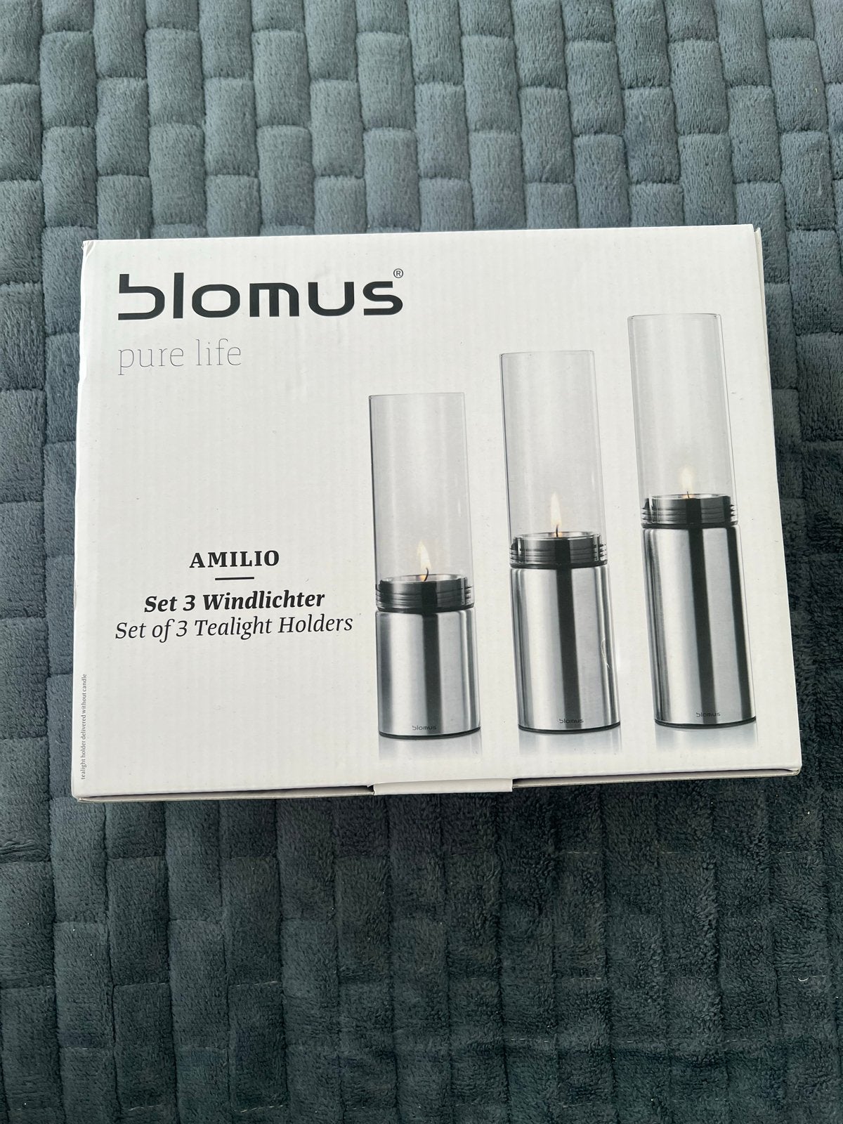 NIEUW, Set van 3 windlicht-/theelicht houders Blomus Amilio, Windlicht, Overige merken, Nieuw, Ophalen of Verzenden
