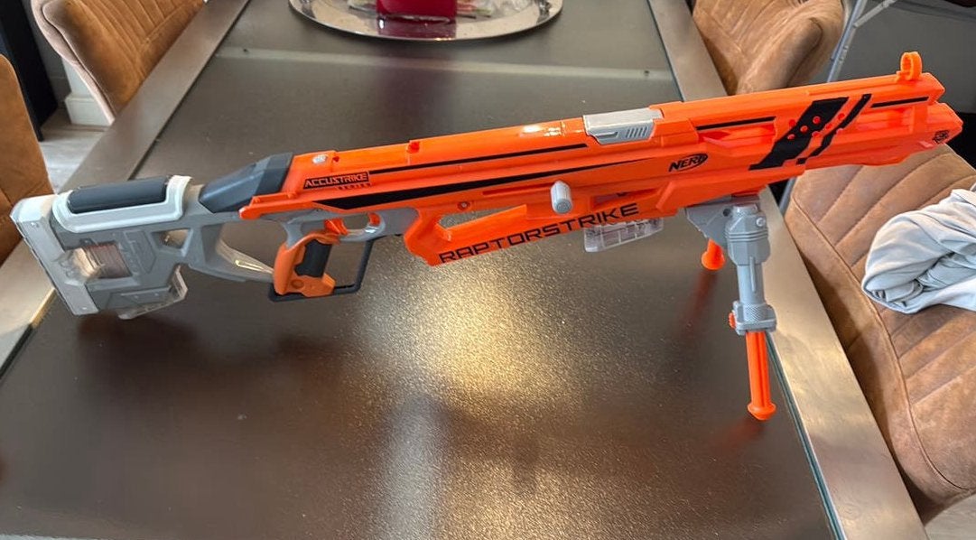 Nerf Raptorstrike Blaster met magazijnen en bipod, Ophalen, Nieuw, Jongen of Meisje