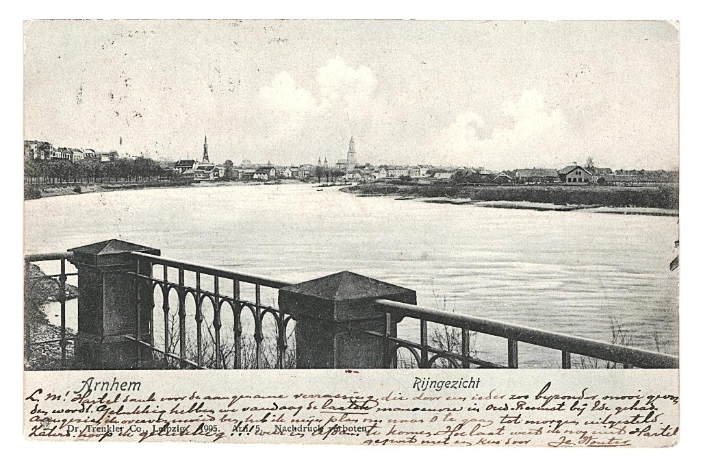 948544 Arnhem Rijngezicht 1905 Gelopen met postzegel, Ophalen of Verzenden, Voor 1920, Gelopen, Gelderland