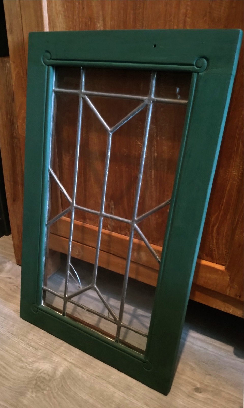 Decoratief raam met glas in lood, Ophalen, Gevelraam of Ruit, Gebruikt, Minder dan 80 cm