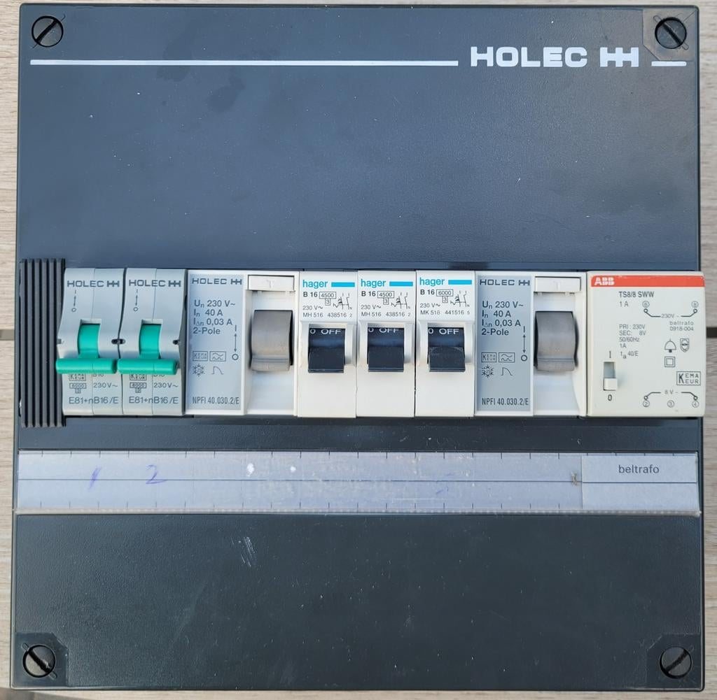Holec H1 Groepenkast met Holec, Hager en ABB componenten, Doe-het-zelf en Verbouw, Elektra en Kabels, Ophalen of Verzenden, Gebruikt