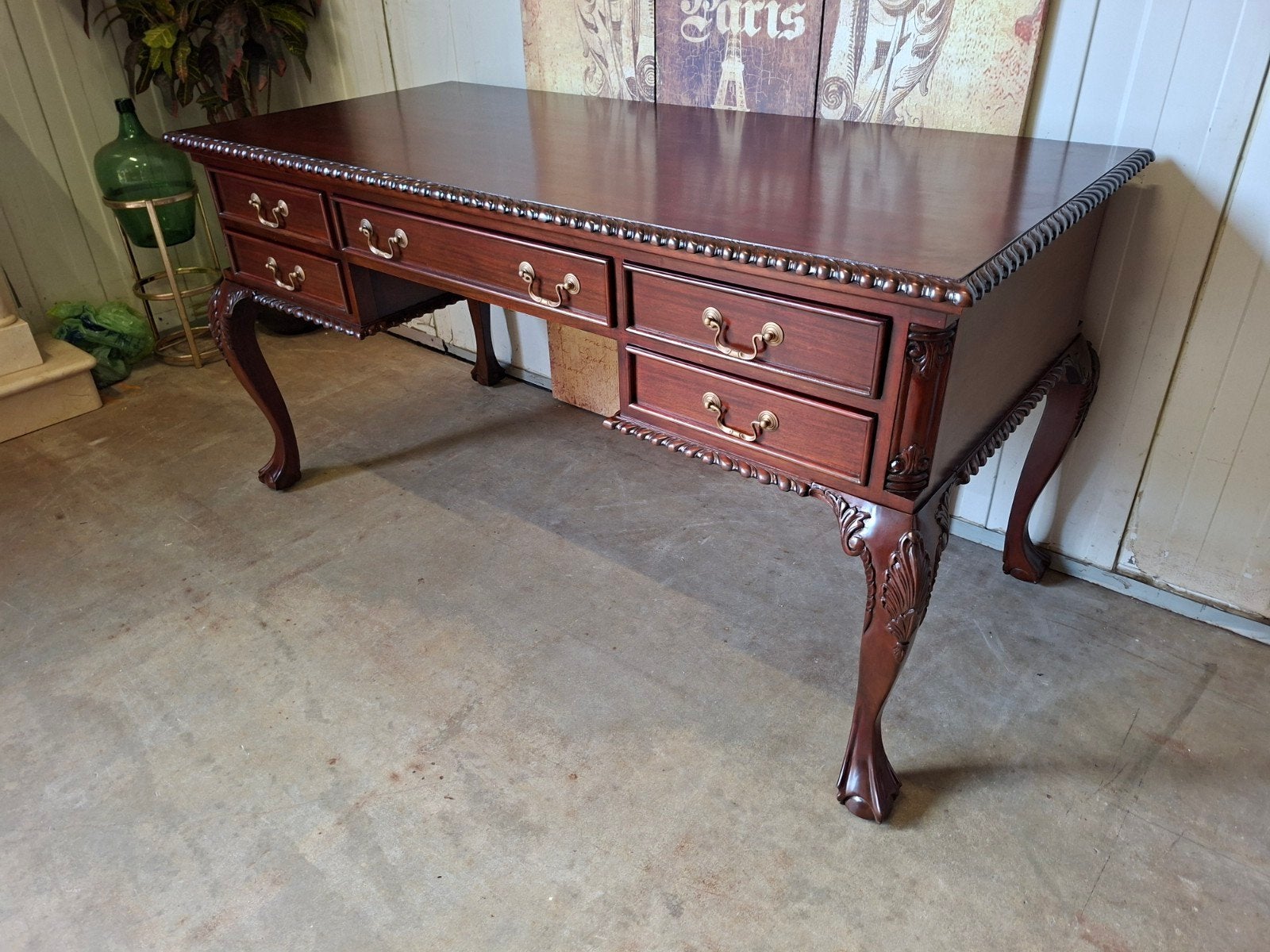 Klassiek mahoniehouten bureau, schrijftafel, desk,, Ophalen of Verzenden