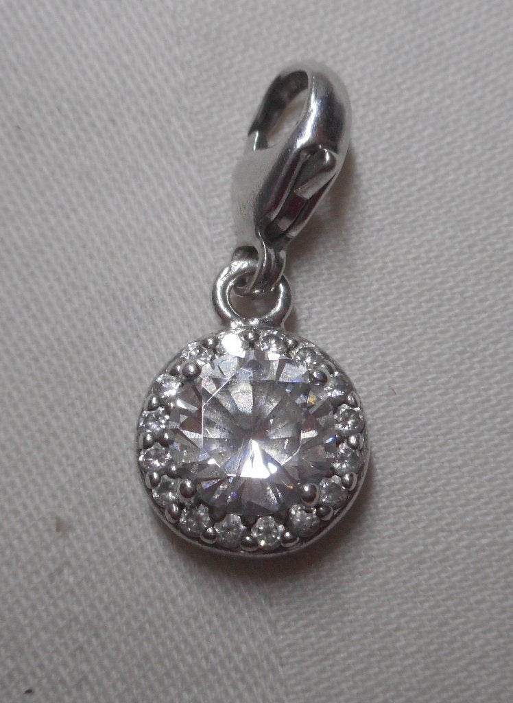 Zilveren Ti Sento charm bedel met heldere stenen nr.1563, Overige merken, Verzenden, Zo goed als nieuw, 1 bedel