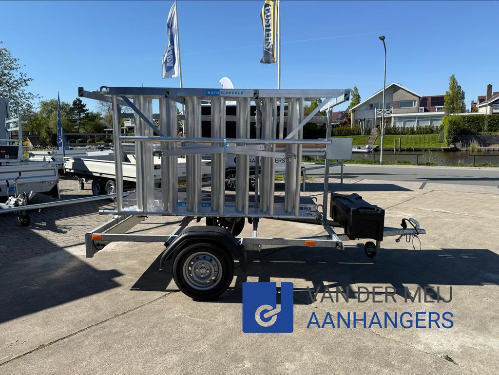 Euroscaffold Steigeraanhanger 250 + Rolsteiger 135x250x8,2m, Doe-het-zelf en Verbouw, Steigers, Ophalen, Nieuw, Rolsteiger of Kamersteiger