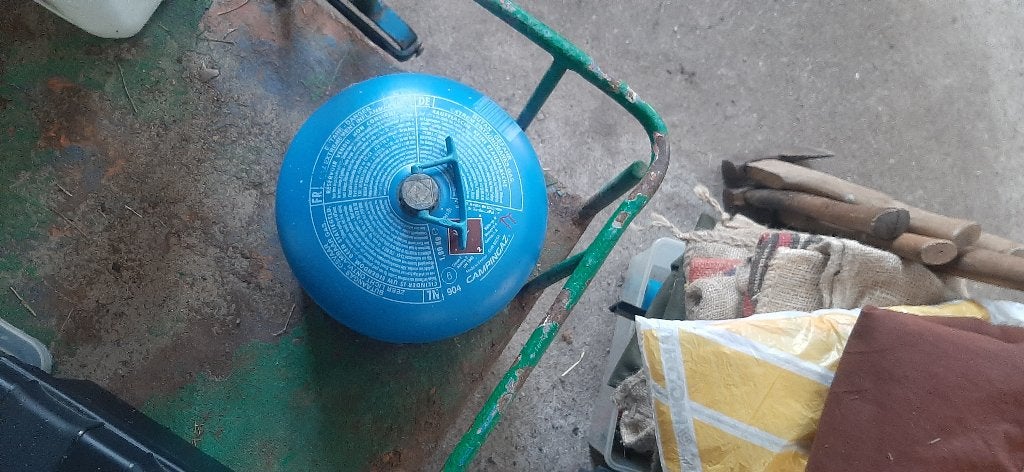 Gasfles blauw, Ophalen, Gebruikt