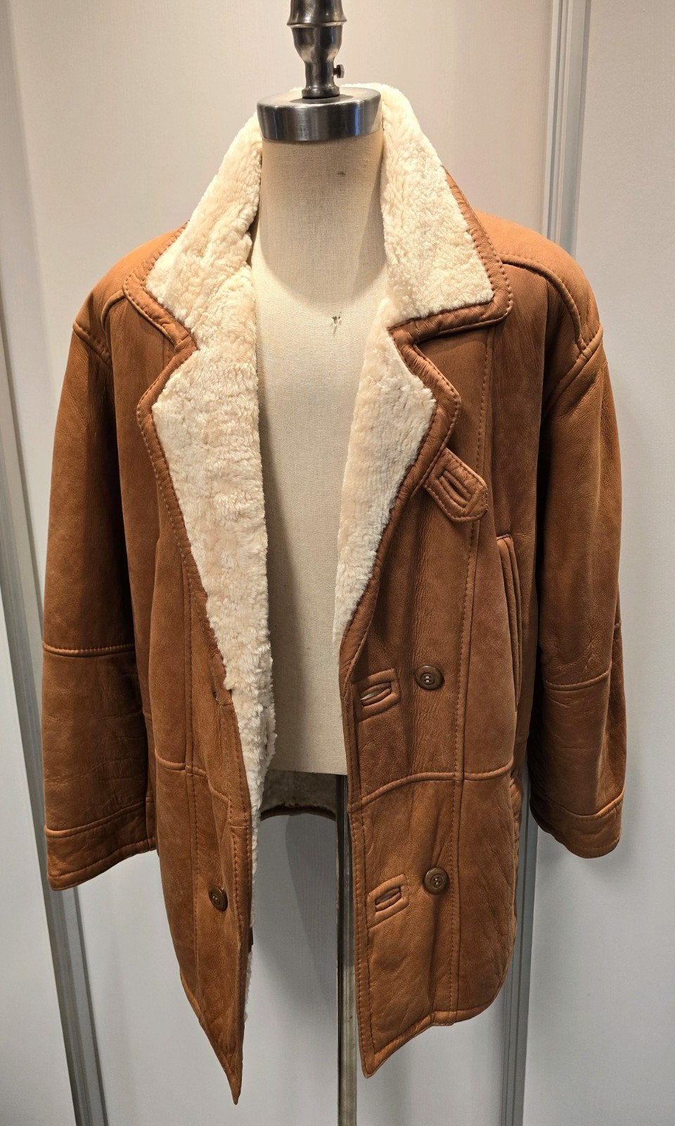 Heren lammy coat - maat L - lamsleer en lamsvacht, Kleding | Heren, Ophalen of Verzenden, Zo goed als nieuw, Maat 52/54 (L), Bruin