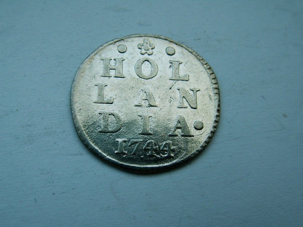 HOLLAND.  Dubbele Wapenstuiver - 1744, Postzegels en Munten, Munten | Nederland, Vóór koninkrijk, Verzenden, Zilver, Overige waardes