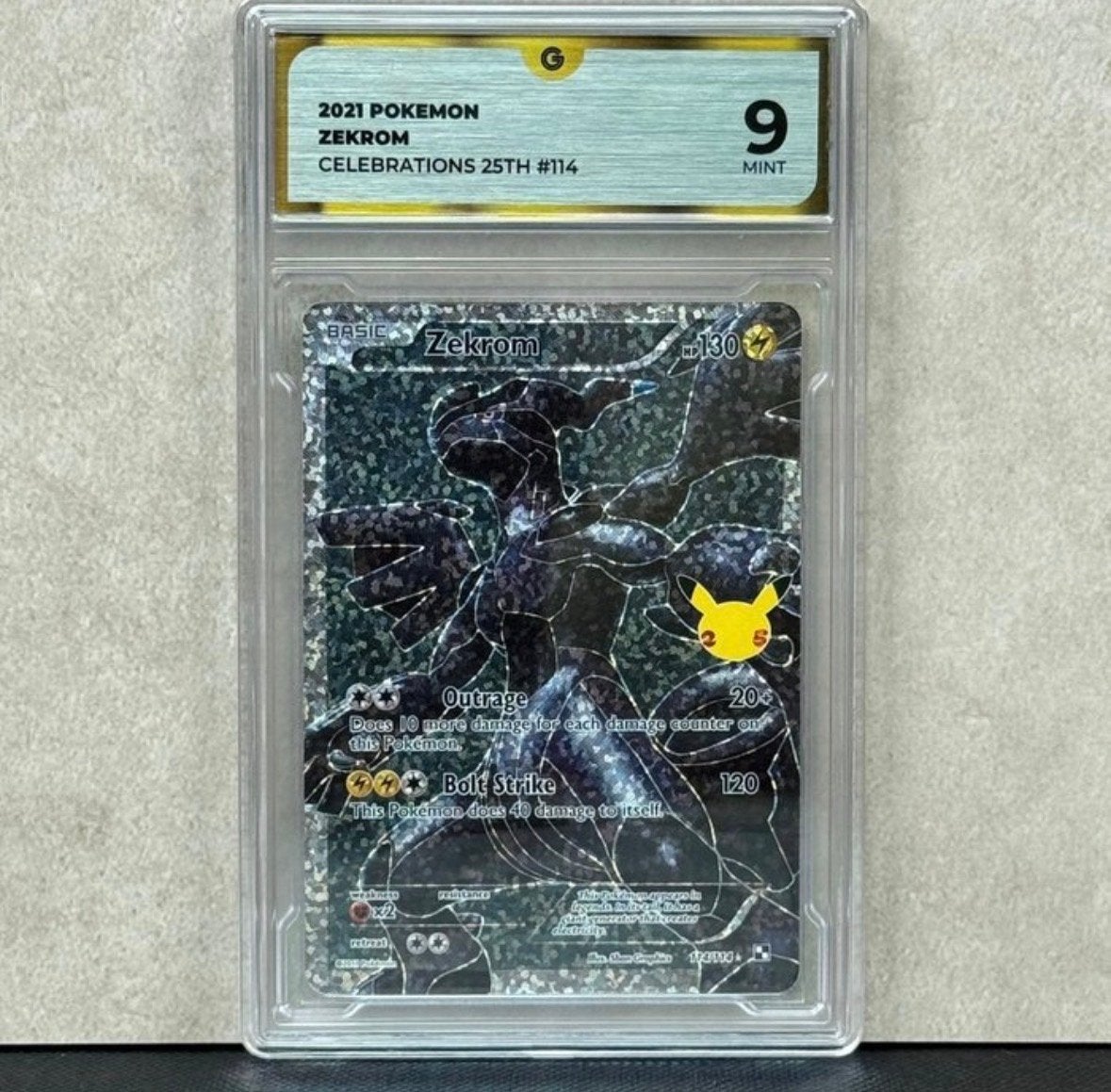 Zekrom Pokémon kaart 2021 Celebrations 25th #114 PSA 9, Ophalen of Verzenden, Zo goed als nieuw, Losse kaart, Foil