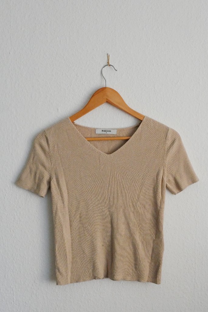 Beige 8 seconds T-shirt - maat S, Kleding | Dames, Beige, Ophalen of Verzenden, Zo goed als nieuw, Korte mouw
