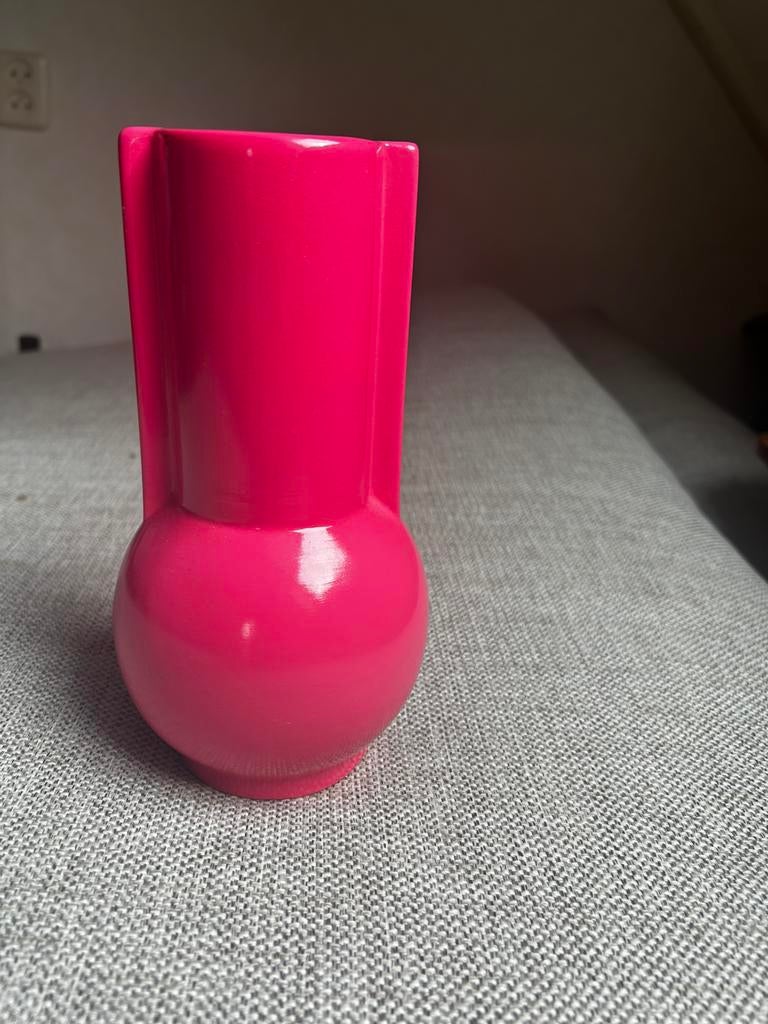Hkliving vaas roze 20x10,5cm, Ophalen of Verzenden, Overige kleuren, Aardewerk of Porselein, Minder dan 50 cm