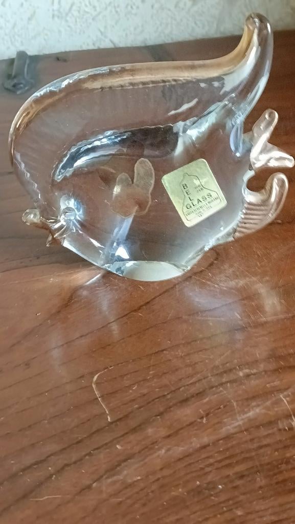 Murano vis met bladgoud en blank glas, Antiek en Kunst, Ophalen of Verzenden