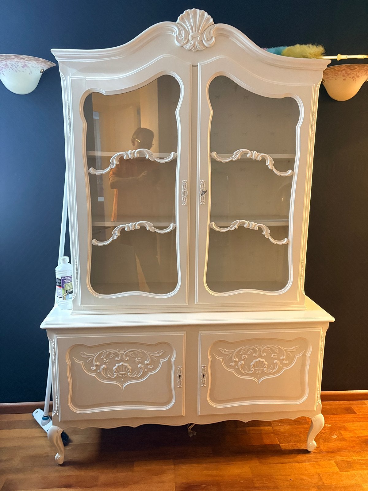 Mooi wit geschilderde oud model vitrine/buffetkast, Ophalen of Verzenden