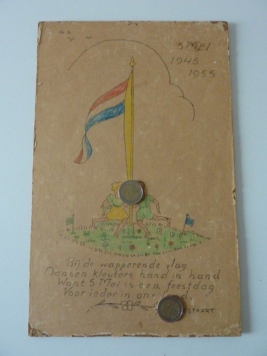 LEEUWARDEN Kleuterschool  10 jaar vrijheid 5 mei 1945-1955, Ophalen, Gebruikt