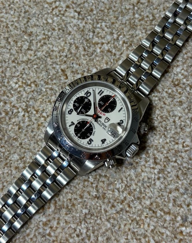 Tudor Prince Date Chronograph 79260 – Extra zwarte bezel, Ophalen of Verzenden, Zo goed als nieuw, Staal, Overige merken
