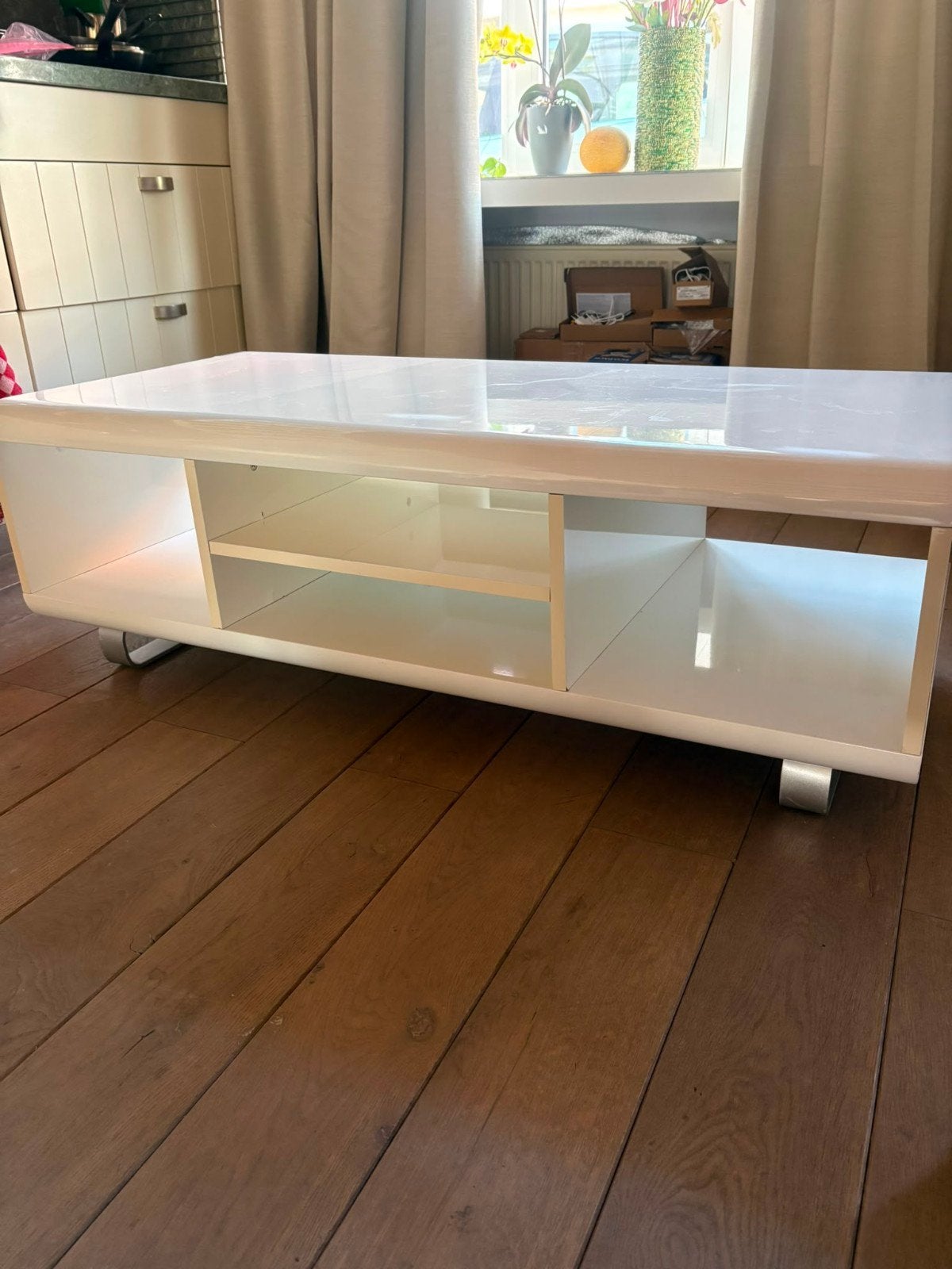Hoogglans tv- meubel, Huis en Inrichting, Kasten | Televisiemeubels, Ophalen, Gebruikt, 25 tot 50 cm, Minder dan 100 cm