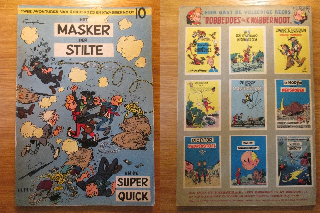 Robbedoes 10 - Masker der stilte + De Super Quick (1e dr,SC), Eén stripboek, Ophalen of Verzenden, Gelezen, André Franquin