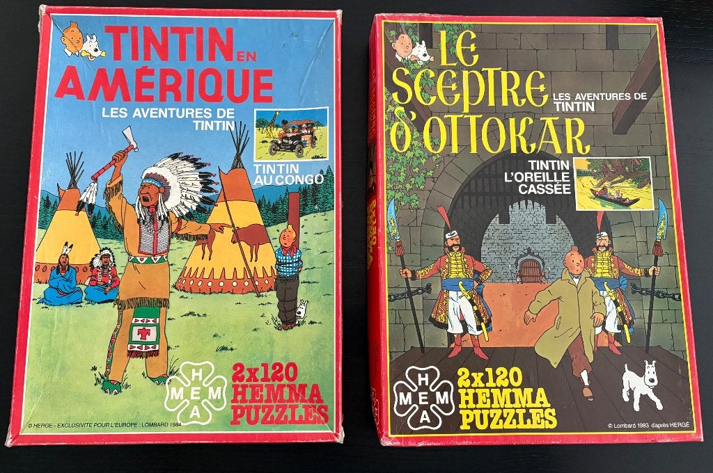 Kuifje - puzzels Hema 8 stuks, Meerdere stripboeken, Ophalen of Verzenden, Hergé