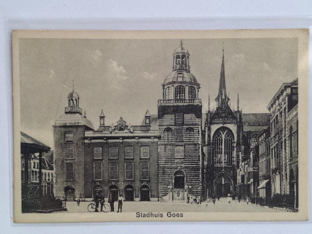 Ansichtkaart Stadhuis Goes, Verzamelen, Ansichtkaarten | Nederland, Ophalen of Verzenden, 1920 tot 1940, Ongelopen, Zeeland