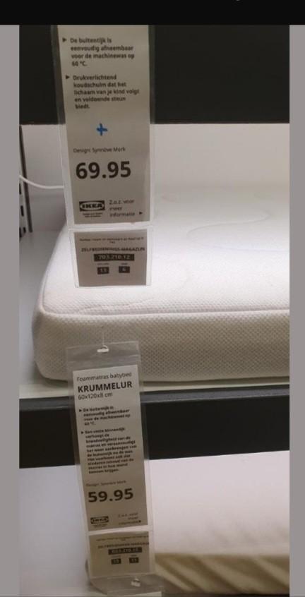 Wit houten ledikant inclusief matras, Ophalen, Wit, 50 tot 100 cm, Zo goed als nieuw