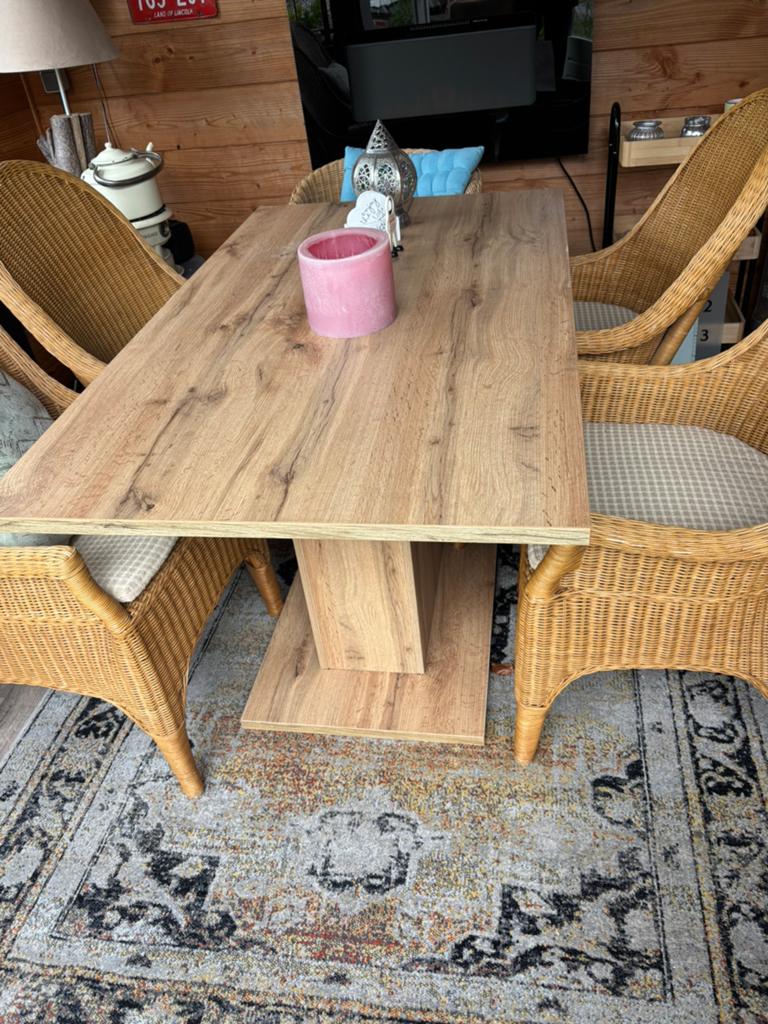 Tafel en 4 stoelen, Ophalen, Zo goed als nieuw, Rechthoekig, 50 tot 100 cm