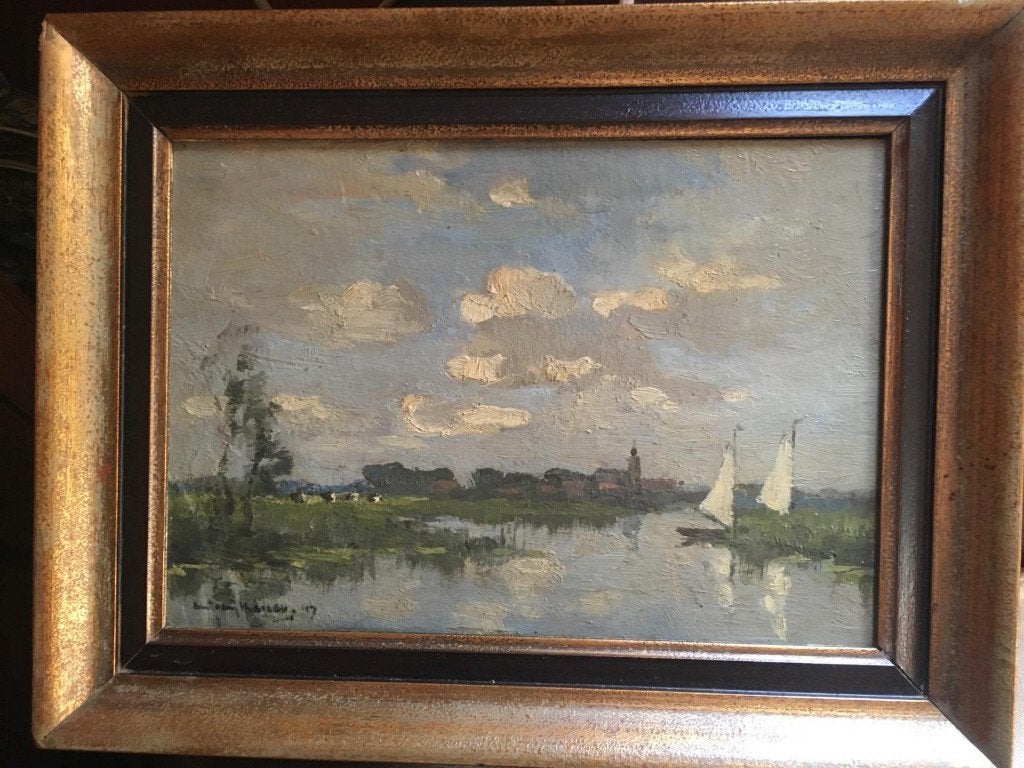 Antony Keizer gezicht op Hasselt ., Impressionistisch, Ophalen of Verzenden, Gedateerd, Landschap