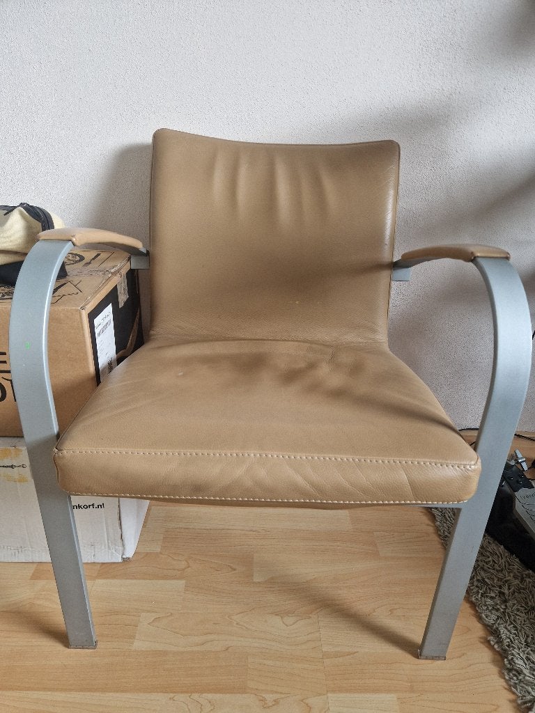 Leolux Sentia stoel 2 stuks, Gerard Vollenbrock beige zilver, Ophalen, Gebruikt, Twee, Overige kleuren
