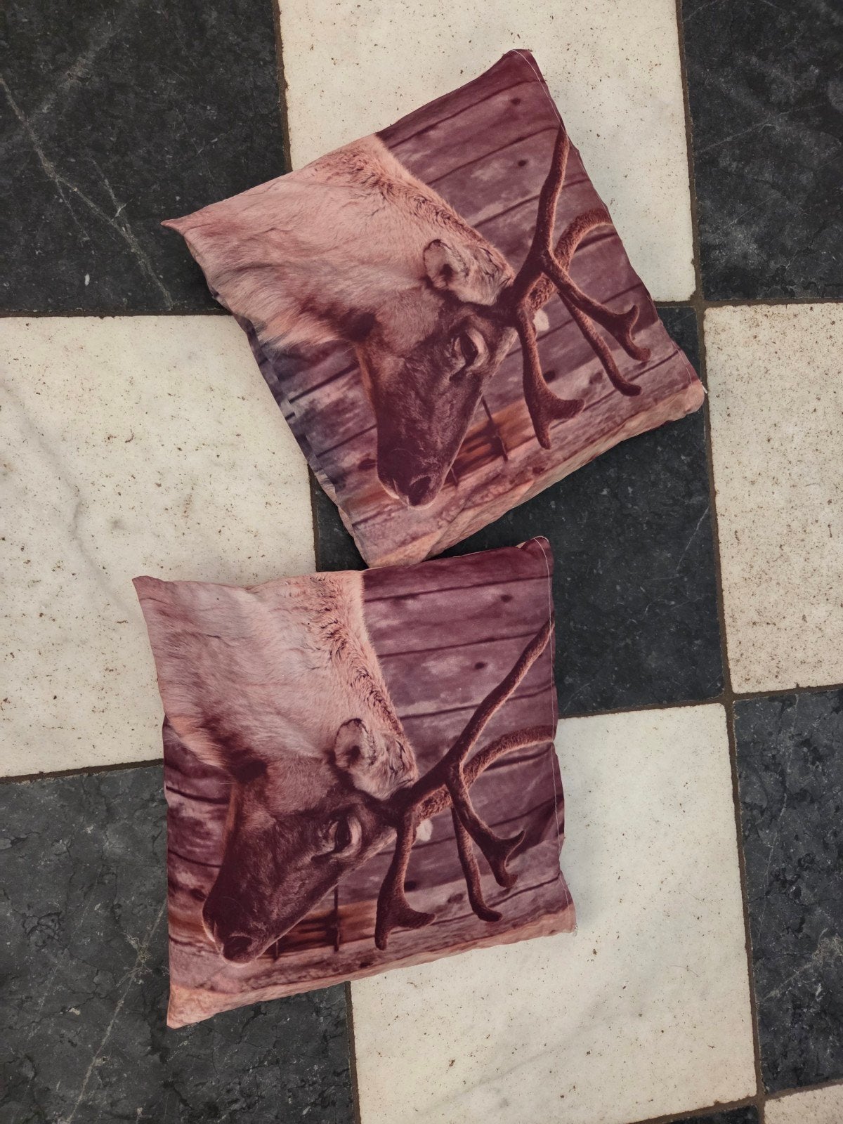 2 kussentjes hert, Ophalen, Gebruikt, Vierkant, Sierkussen