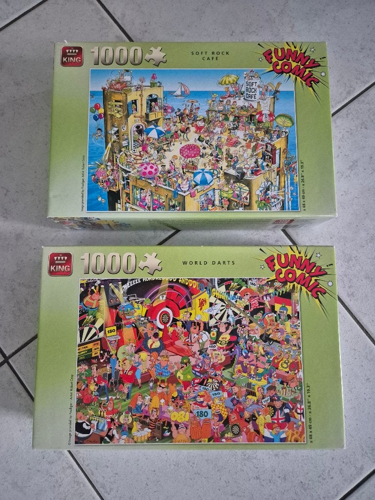 2 Funny Comic puzzels – King – 1000 stukjes, Ophalen of Verzenden, Minder dan 500 stukjes, Zo goed als nieuw, Legpuzzel