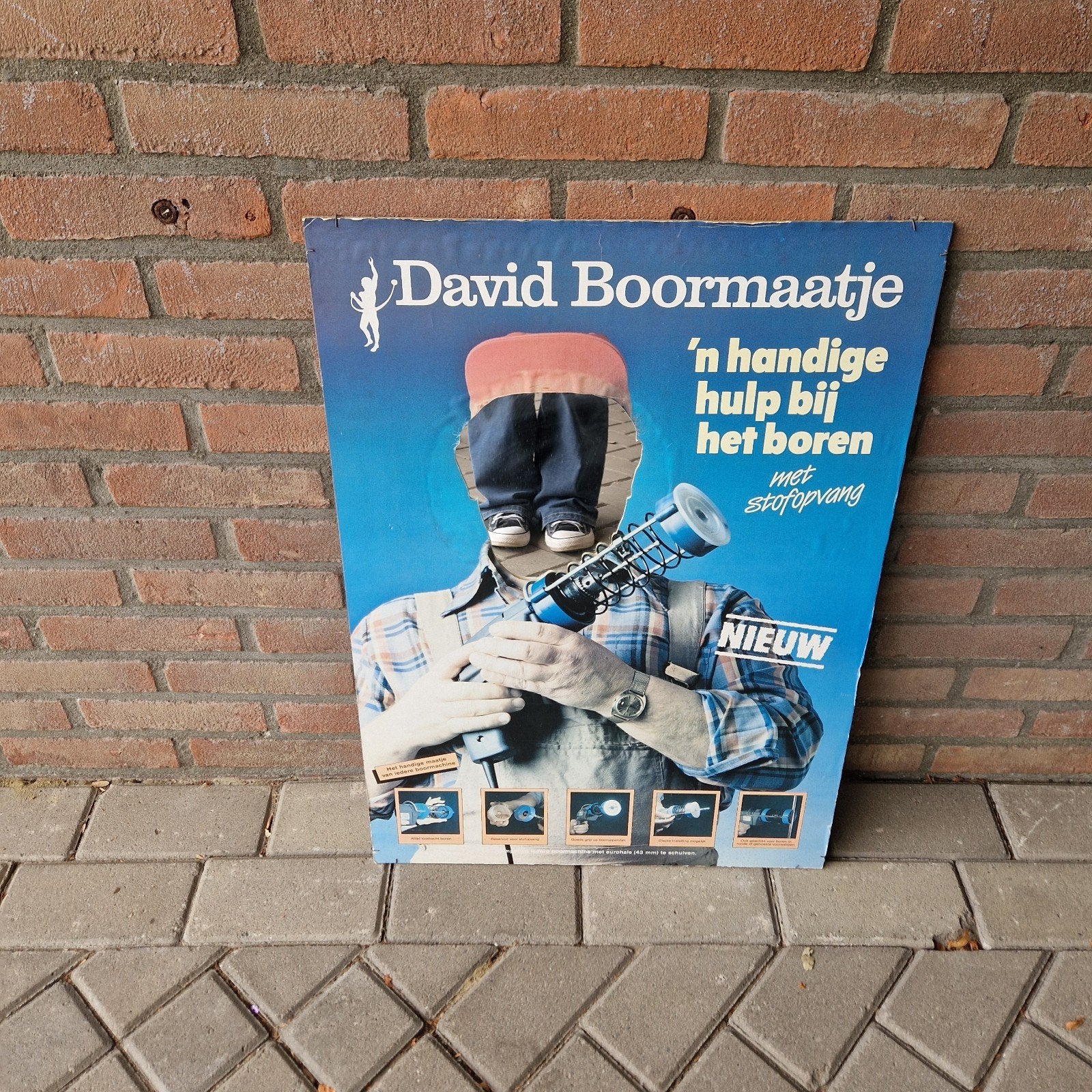 Vintage reclame bord plaat David Boormaatje met spiegel, Reclamebord, Kolibrivintagehal@gmail.com, Gebruikt, Aaldertgeertsstraat 43 Olst