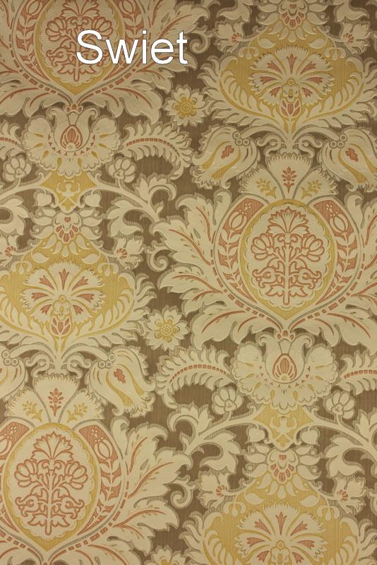 7582 vintage Frans bruin barok behang 70s swiet, Verzenden, Minder dan 10 m², Bruin