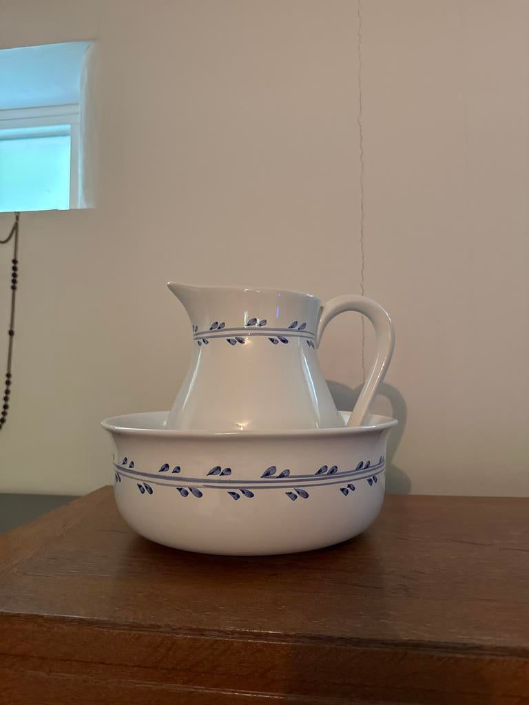 Lampetstel wit met blauw decor, Ophalen