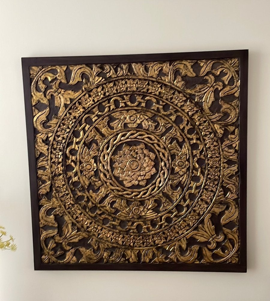 Houtsnijwerk Mandala 80x 80 x 2.5, Ophalen