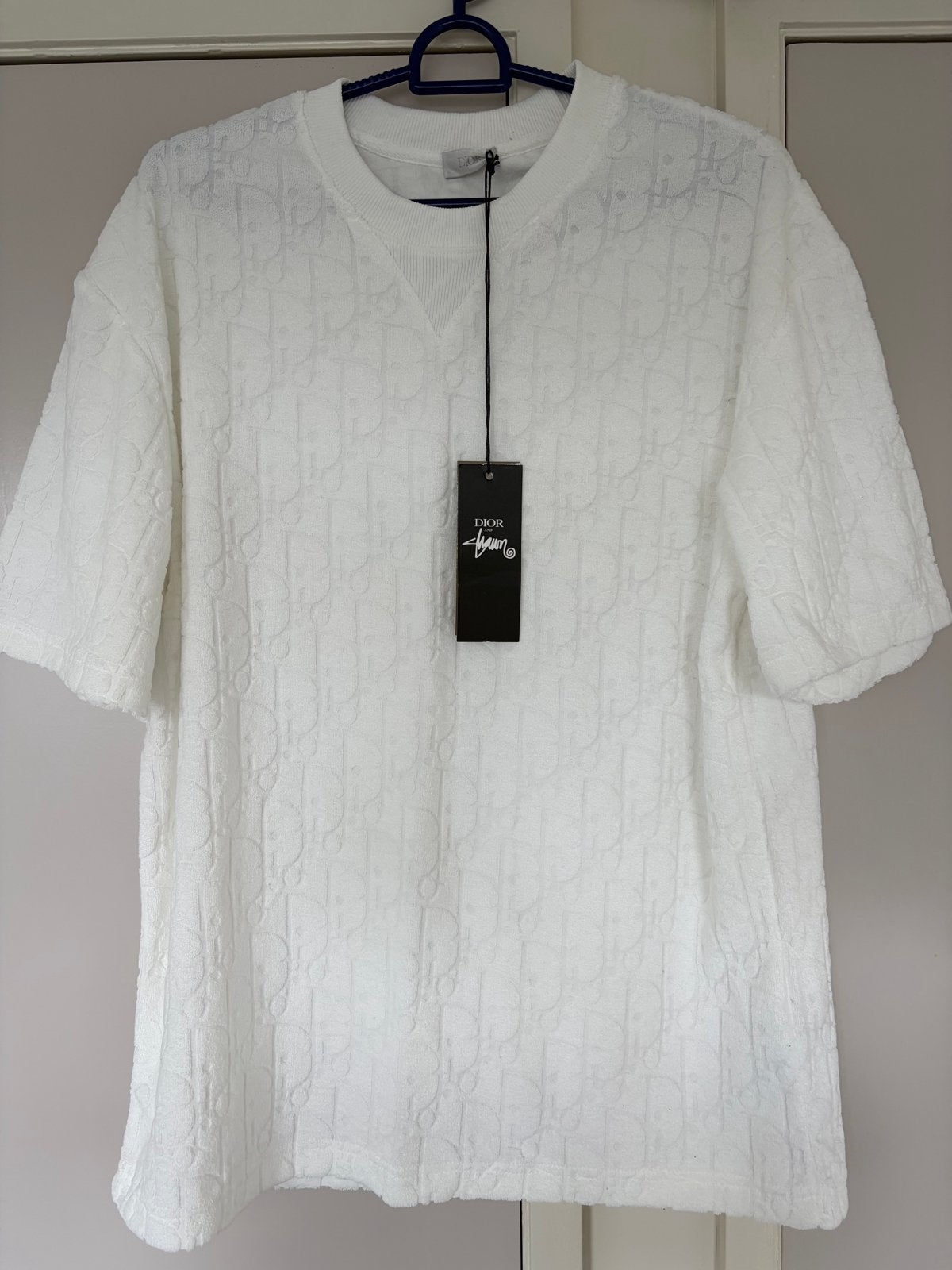 Dior and Shawn Stussy Terrycloth T-shirt Maat L, Ophalen of Verzenden, Nieuw, Maat 52/54 (L), Wit