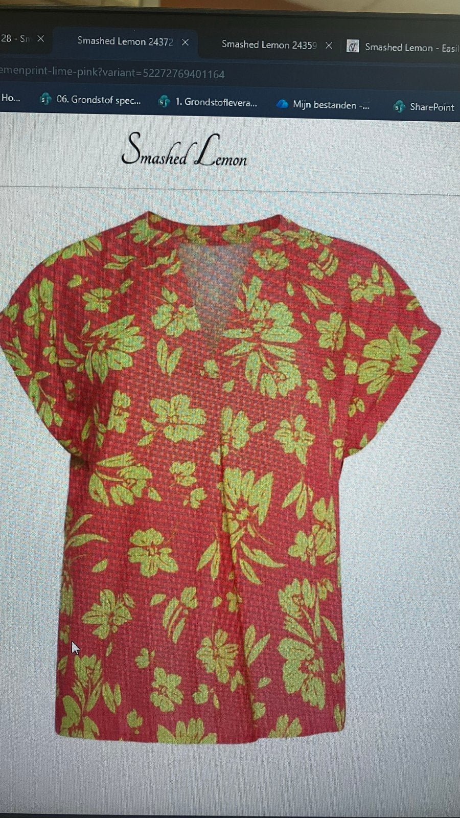 Smashed Lemon Top met bloemenprint - Korte mouw 4xl, Kleding | Dames, T-shirts, Ophalen of Verzenden, Nieuw, Roze, Korte mouw