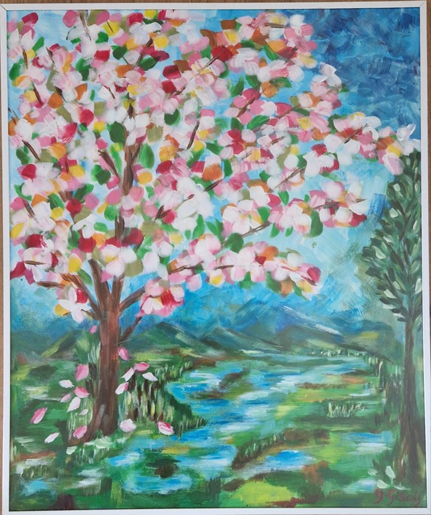 Acrylverf op papier  50x60 cm, Ophalen